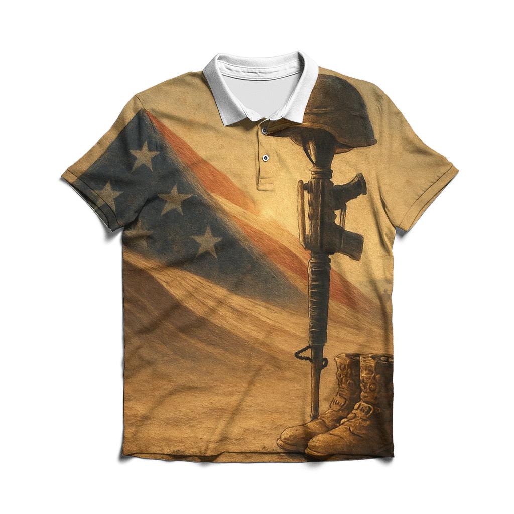 Desert Crosswind Flag Of Sand And Steel embroidered polo tops