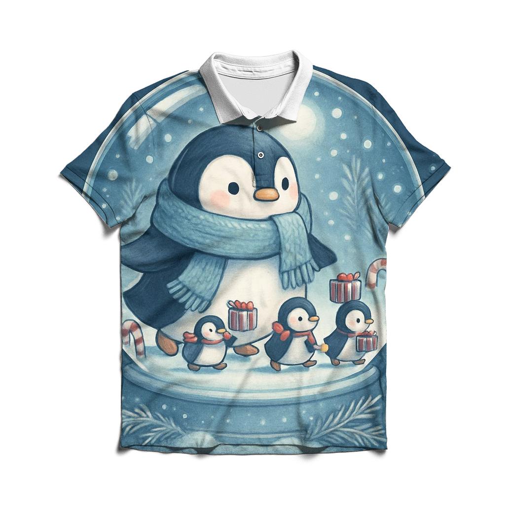 Snow Globe Penguin Parade classic pique polos
