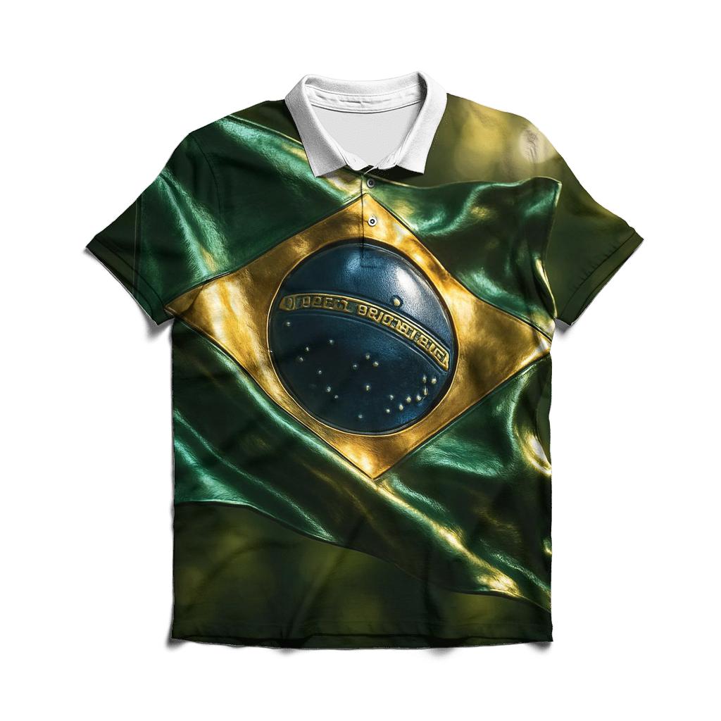 Metallic Pulse Flag Brazil branded logo polo shirts