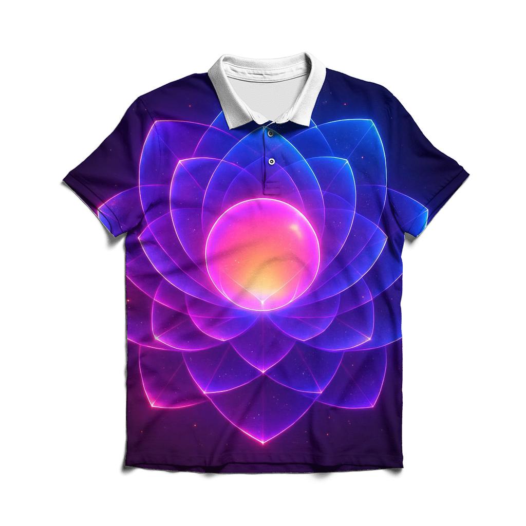 Neon Orbit Bloom stylish collar polo tees