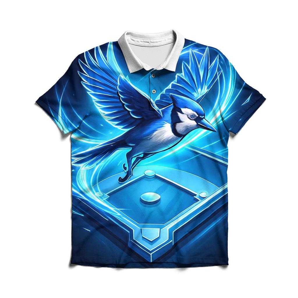 Diamond Pulse Blue Jays Lightburst branded logo polo shirts