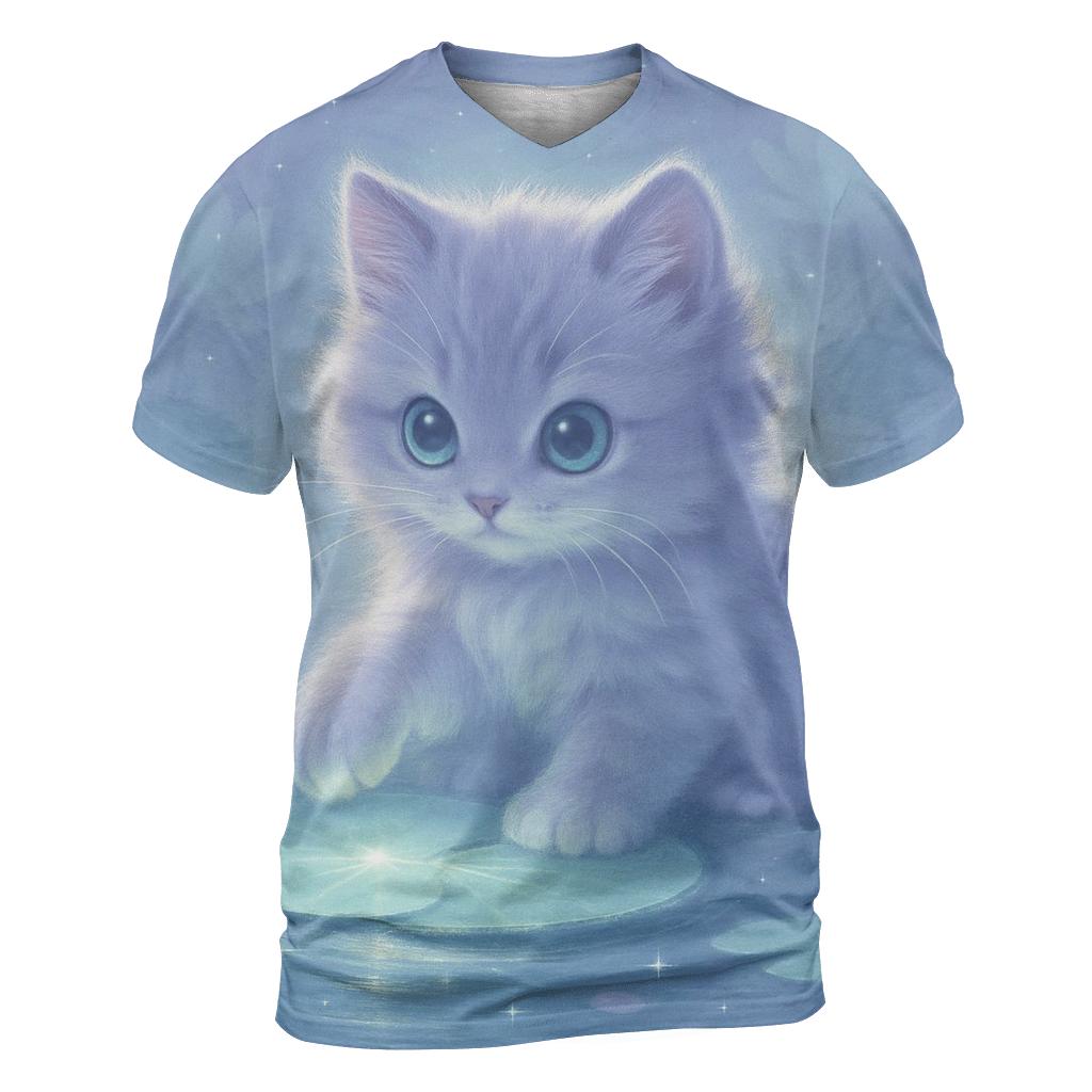 Moonlit Purrlily Lagoon artistic all-over print tops