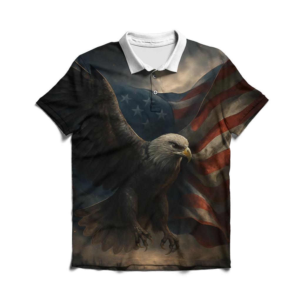 Eagle Of Starlit Armor Over The Flag Field embroidered polo tops