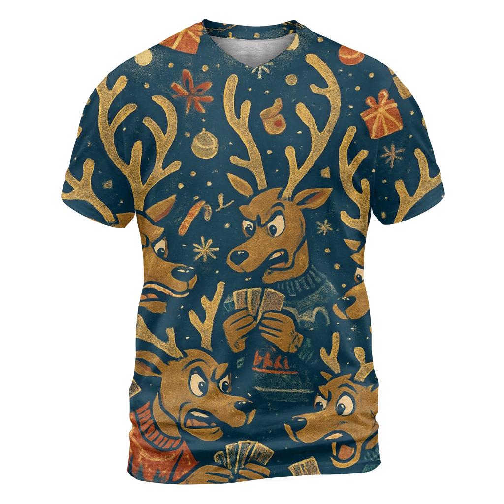 Reindeer Card Game Chaos designer pattern shirts