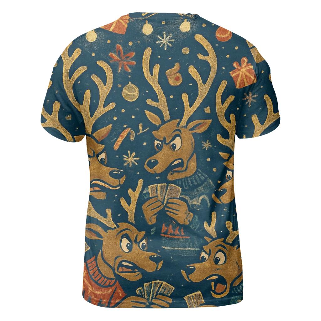 Reindeer Card Game Chaos designer pattern shirts