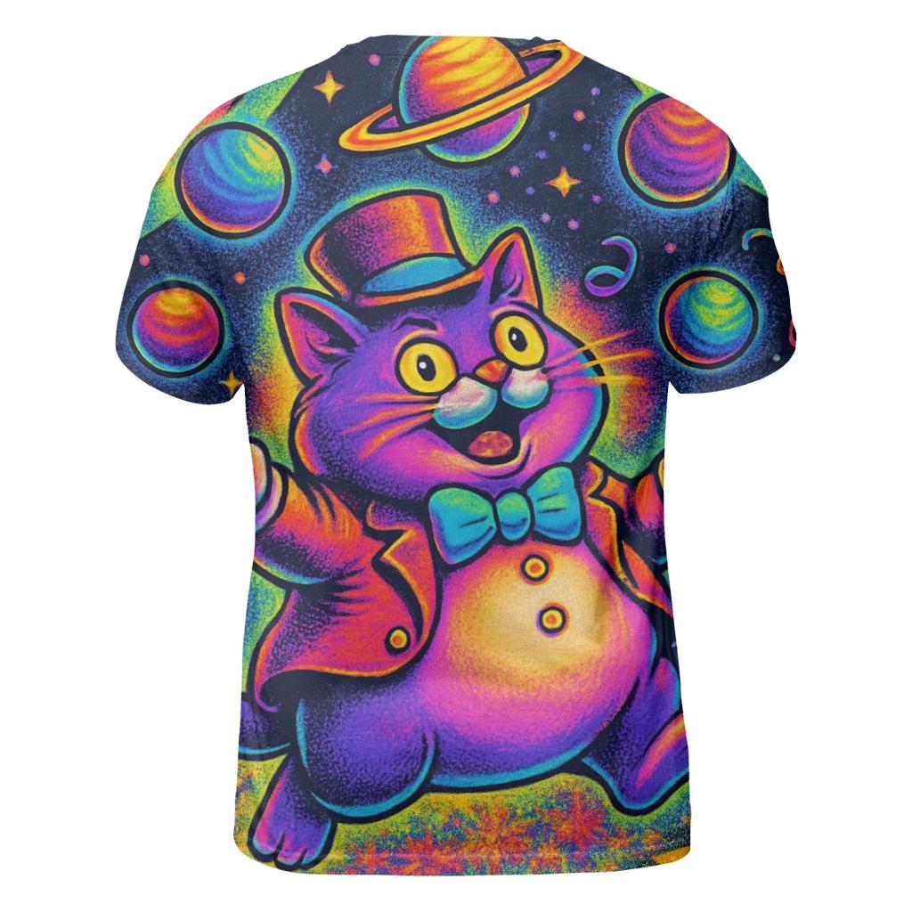 Carnival Cat Juggler Of Planets statement graphic shirts