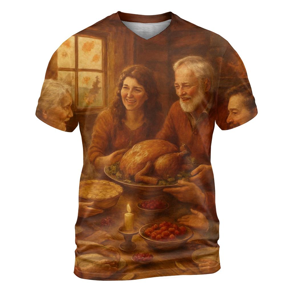 Candlelit Gratitude Cabin Feast custom all-over print shirts