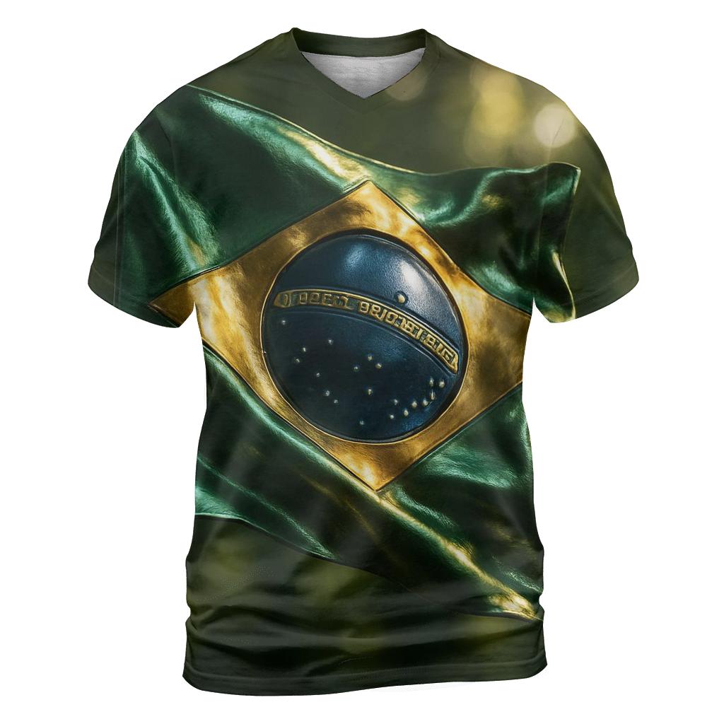 Metallic Pulse Flag Brazil personalized full print shirts