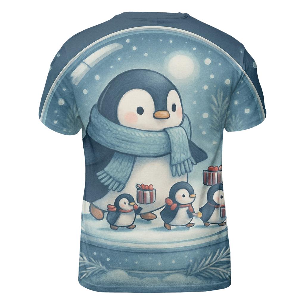 Snow Globe Penguin Parade artistic all-over print tops