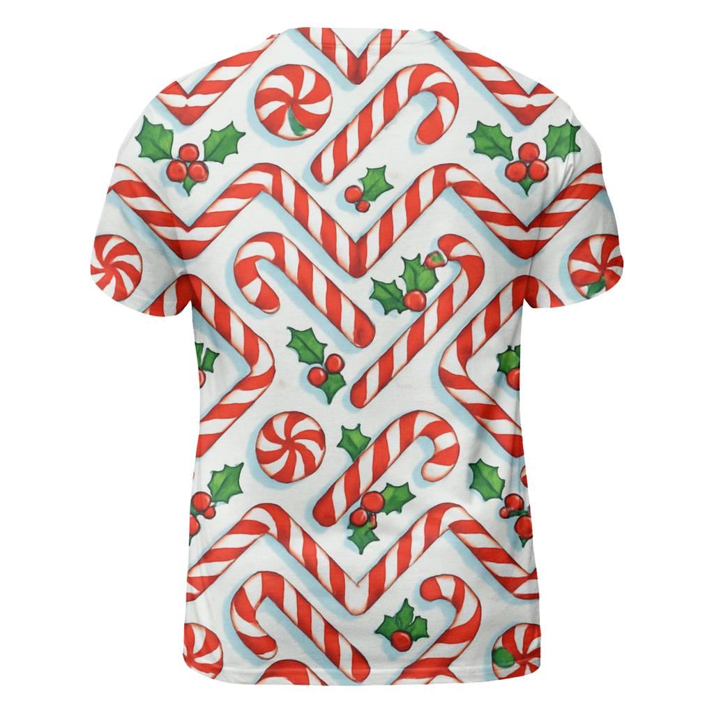 Candy Cane Chevron Lattice On Snow White trendy printed shirt styles