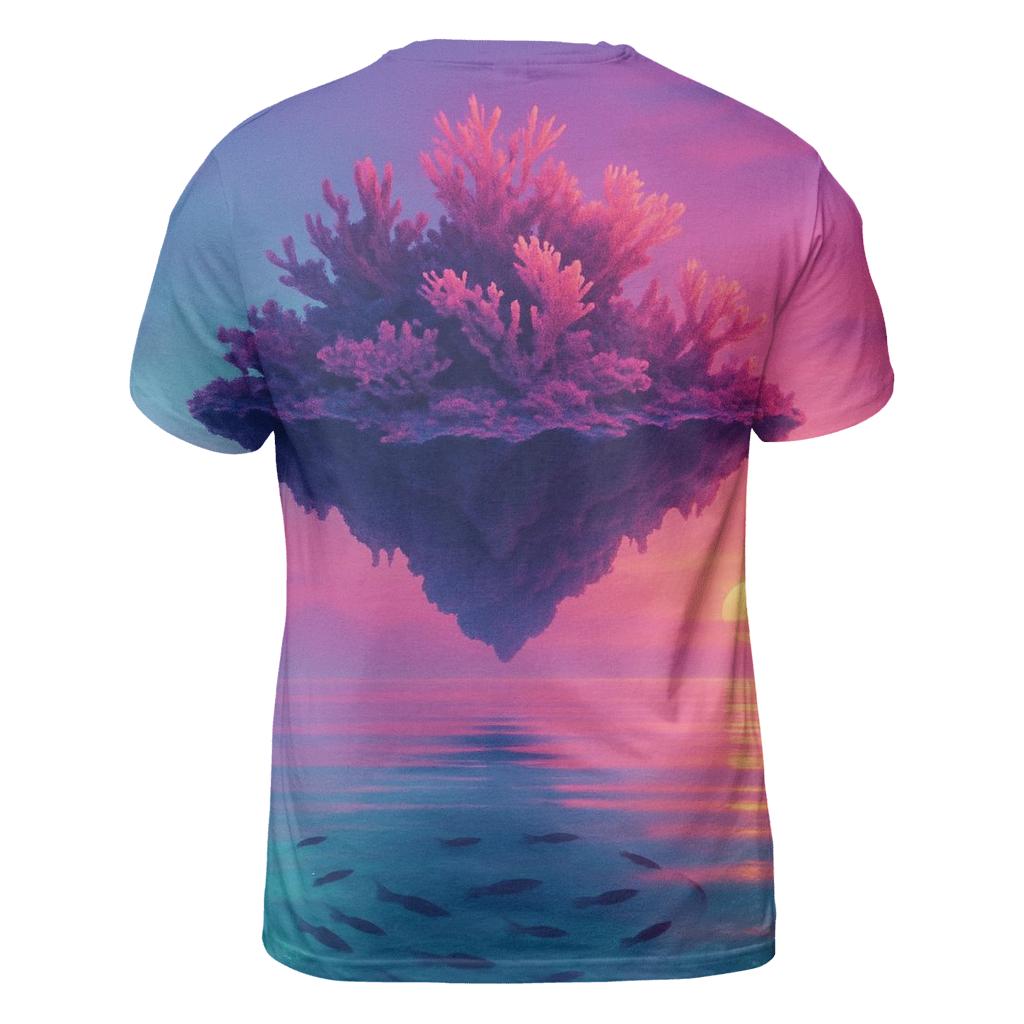 Aurora Reef Sunset Drift vibrant all-over design tees