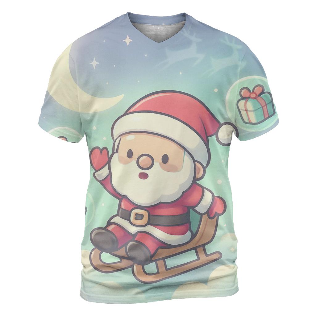 Pastel Cloud Chibi Santa Delivery Drift custom all-over print shirts