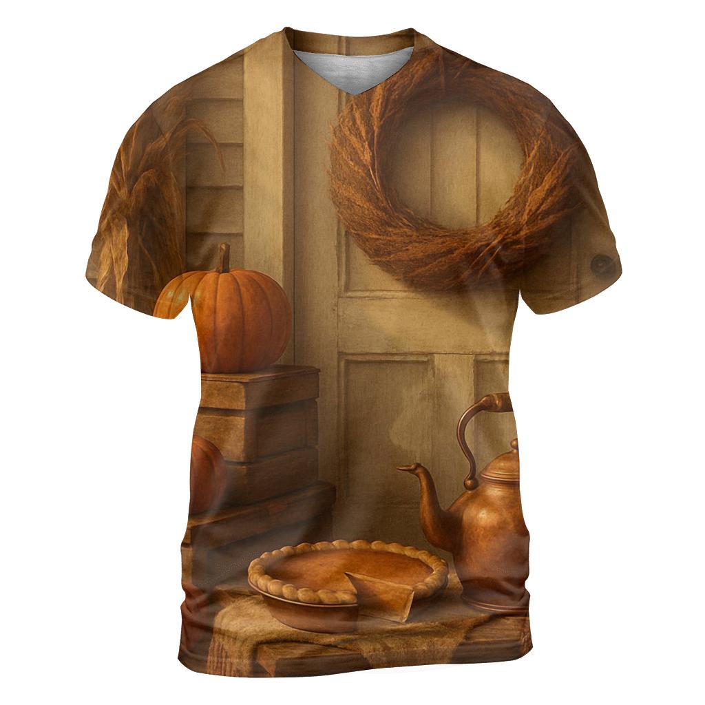 Harvest Wreath Porch Welcome Still Life trendy printed shirt styles