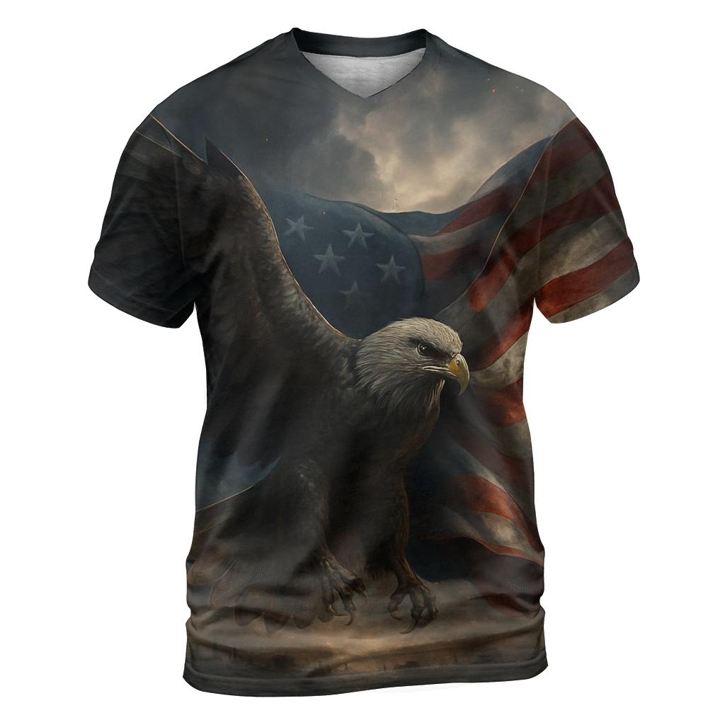Eagle Of Starlit Armor Over The Flag Field statement graphic shirts