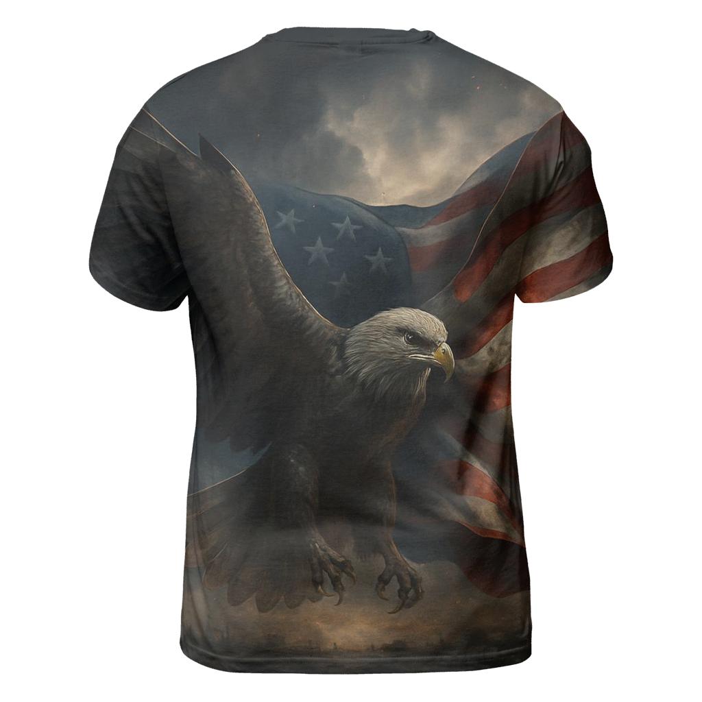 Eagle Of Starlit Armor Over The Flag Field statement graphic shirts