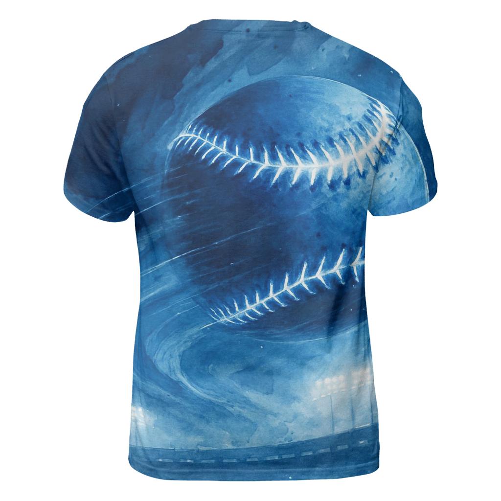 Midnight Curveball Through Cloud Canyon vibrant all-over design tees