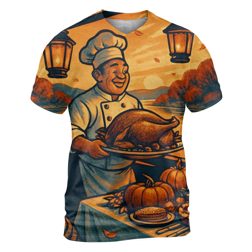 Autumn Riverboat Feast At Sunset creative print fashion shirts