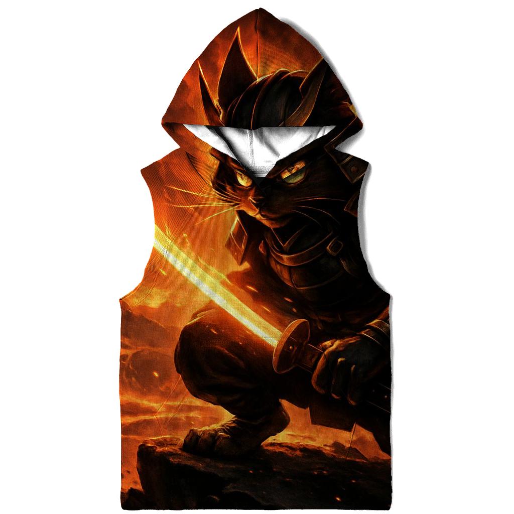 Volcanic Samurai Cat In Ember Armor graphic hoodies