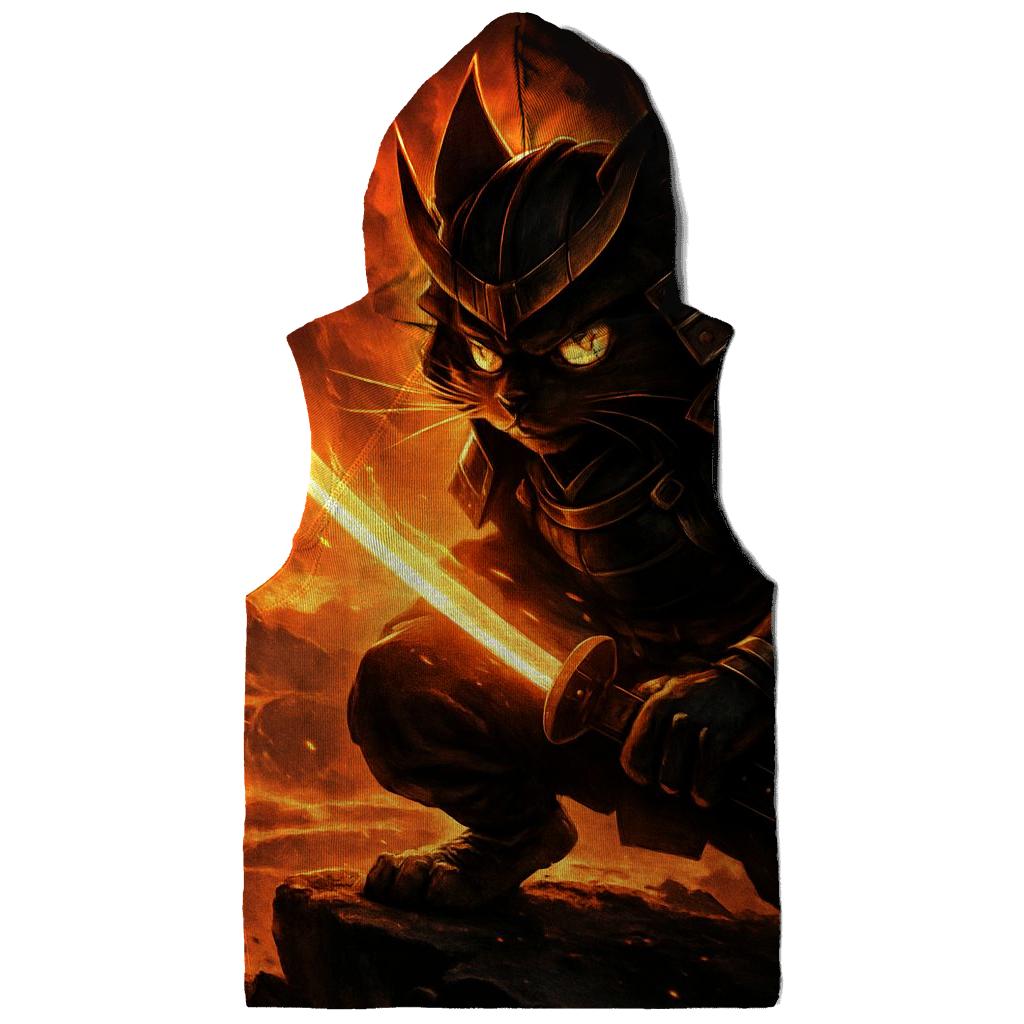 Volcanic Samurai Cat In Ember Armor graphic hoodies