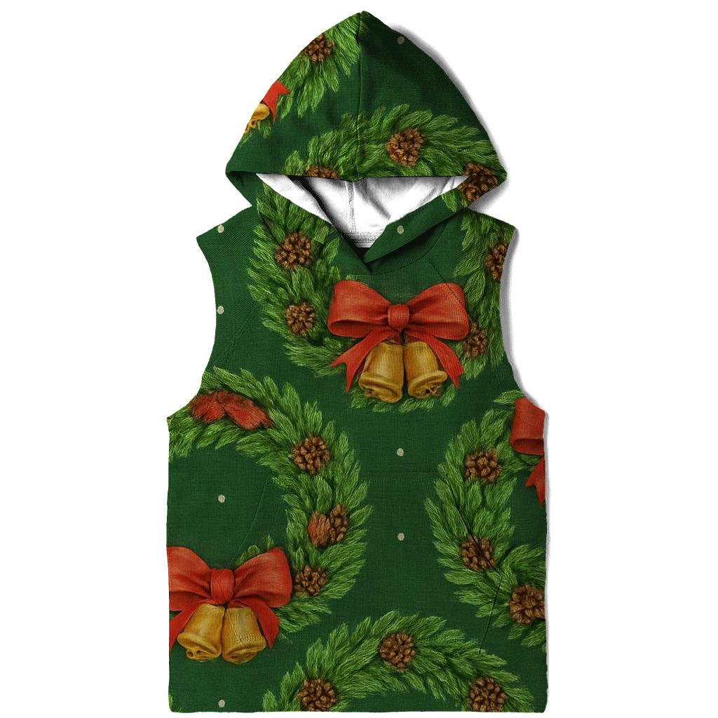 Evergreen Wreath Rosette Medallions embroidered hoodies