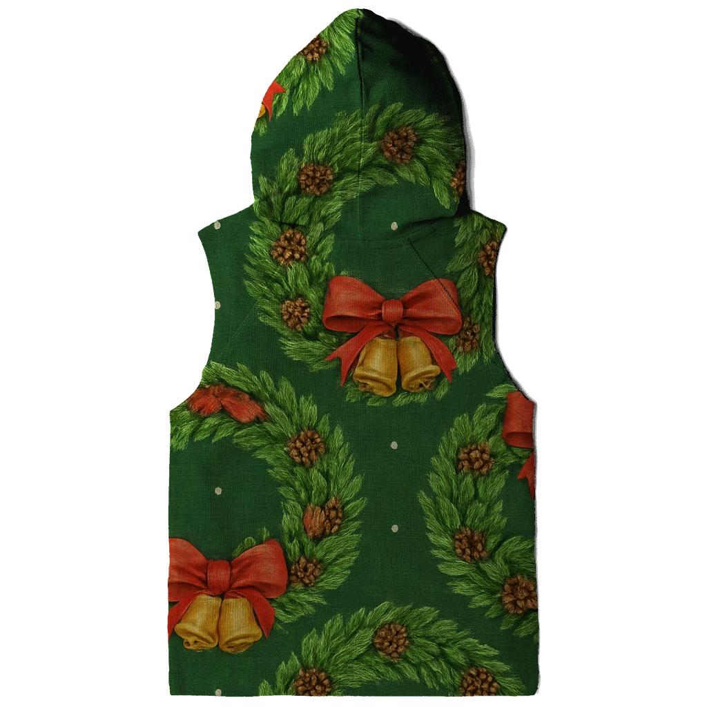 Evergreen Wreath Rosette Medallions embroidered hoodies