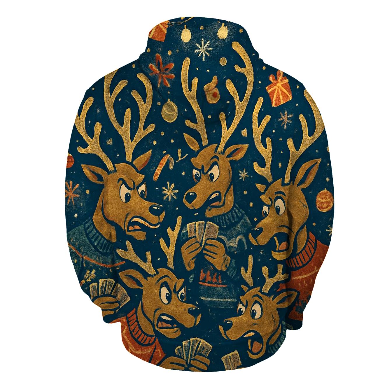 Reindeer Card Game Chaos custom hoodies