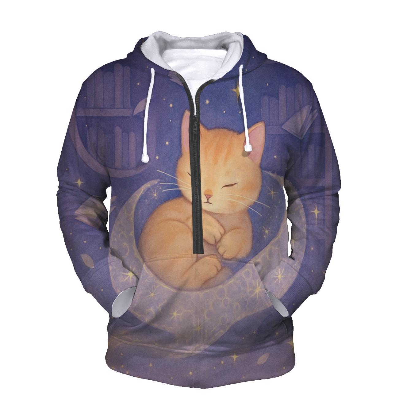 Starlace Library Cat Nap graphic hoodies