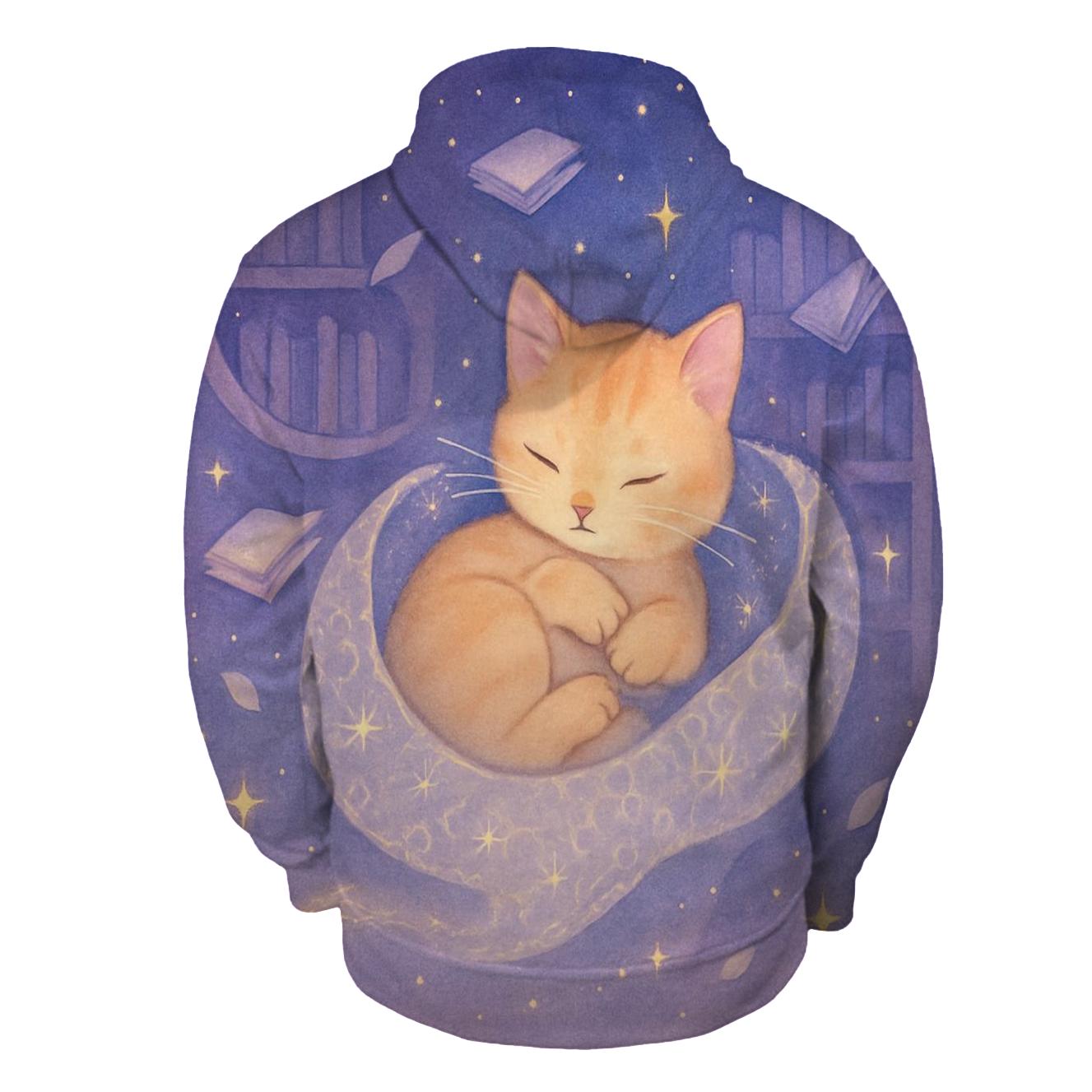 Starlace Library Cat Nap graphic hoodies