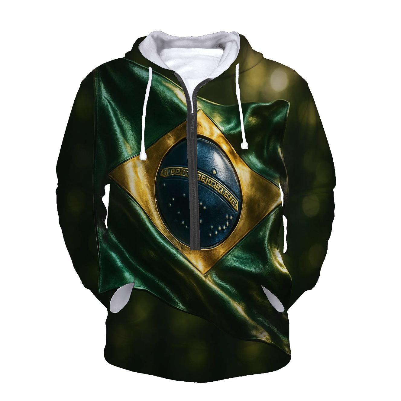 Metallic Pulse Flag Brazil graphic hoodies