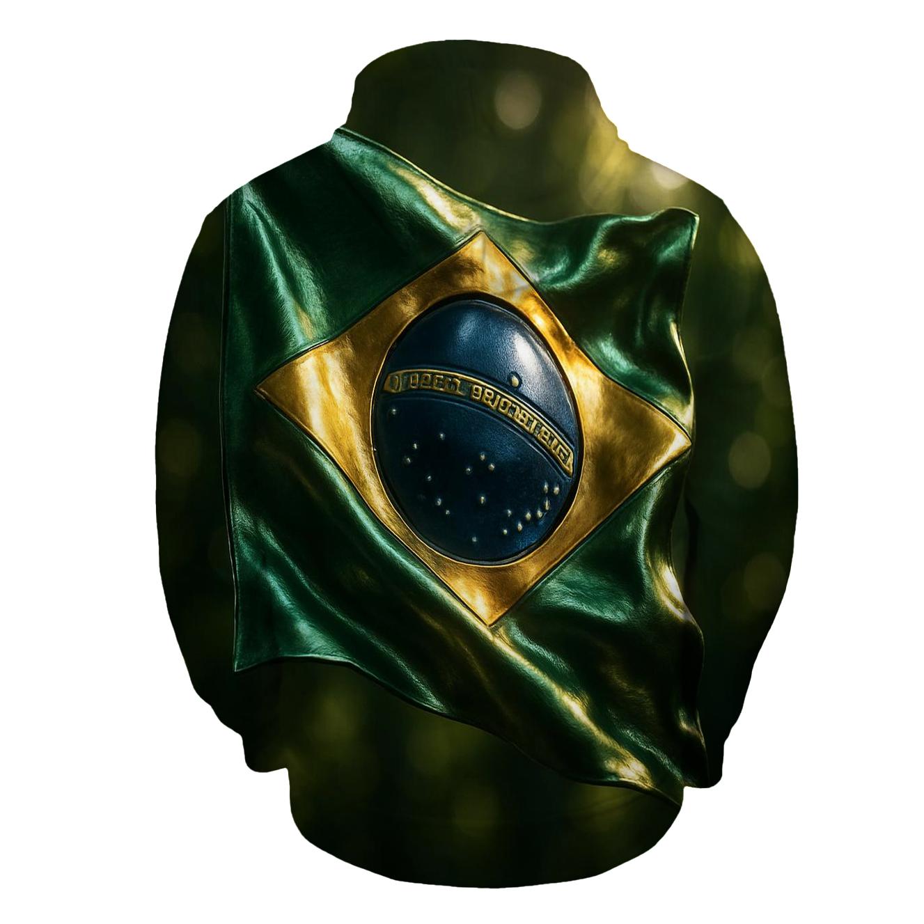 Metallic Pulse Flag Brazil graphic hoodies