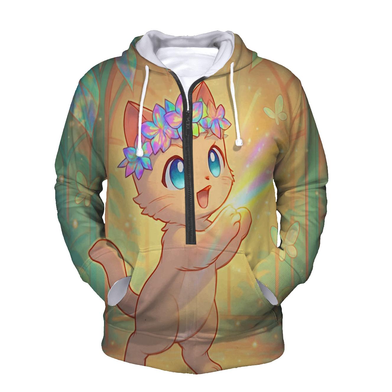 Garden Prism Crown Kitten embroidered hoodies
