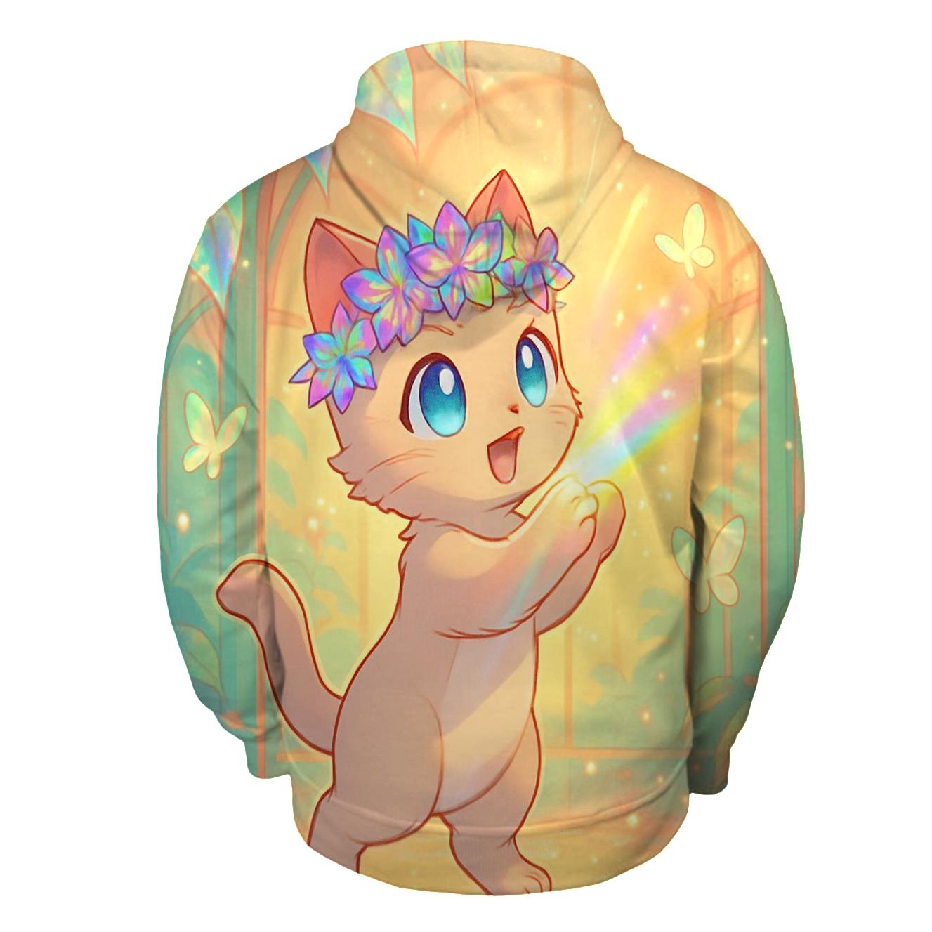 Garden Prism Crown Kitten embroidered hoodies