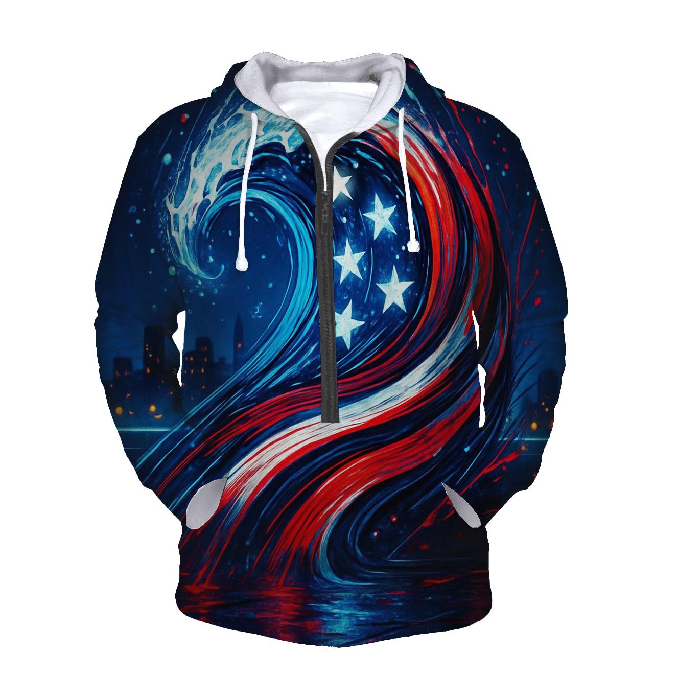 Neon Harbor Freedom Wave printed hoodies