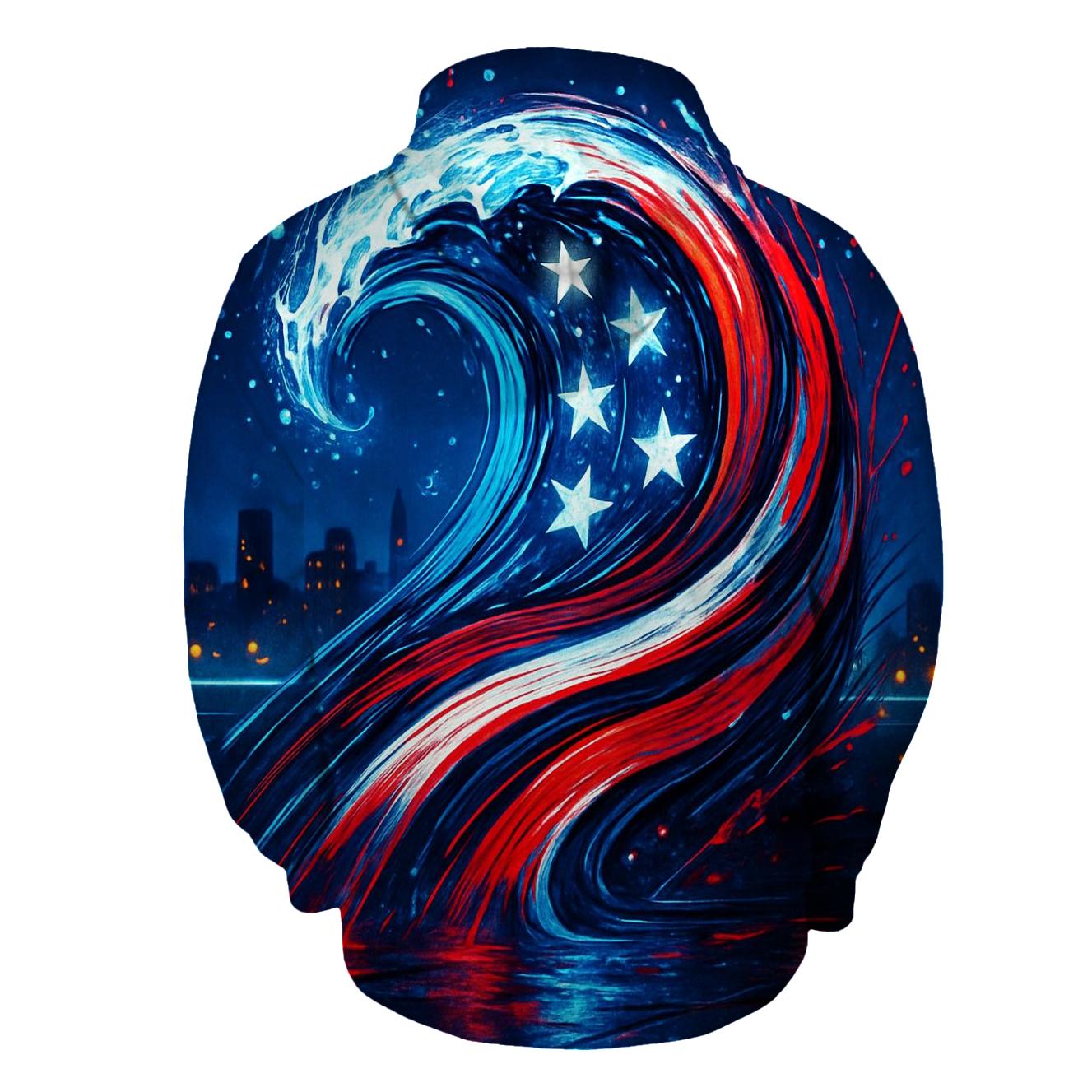 Neon Harbor Freedom Wave printed hoodies