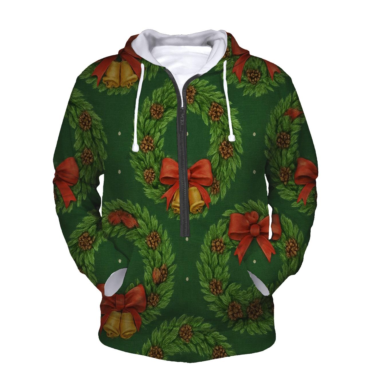 Evergreen Wreath Rosette Medallions hoodies fashion