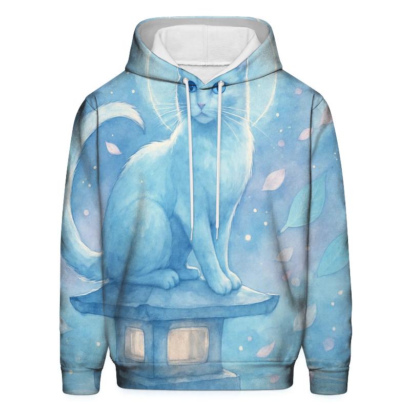 Moonlit Garden Guardian Cat graphic hoodies