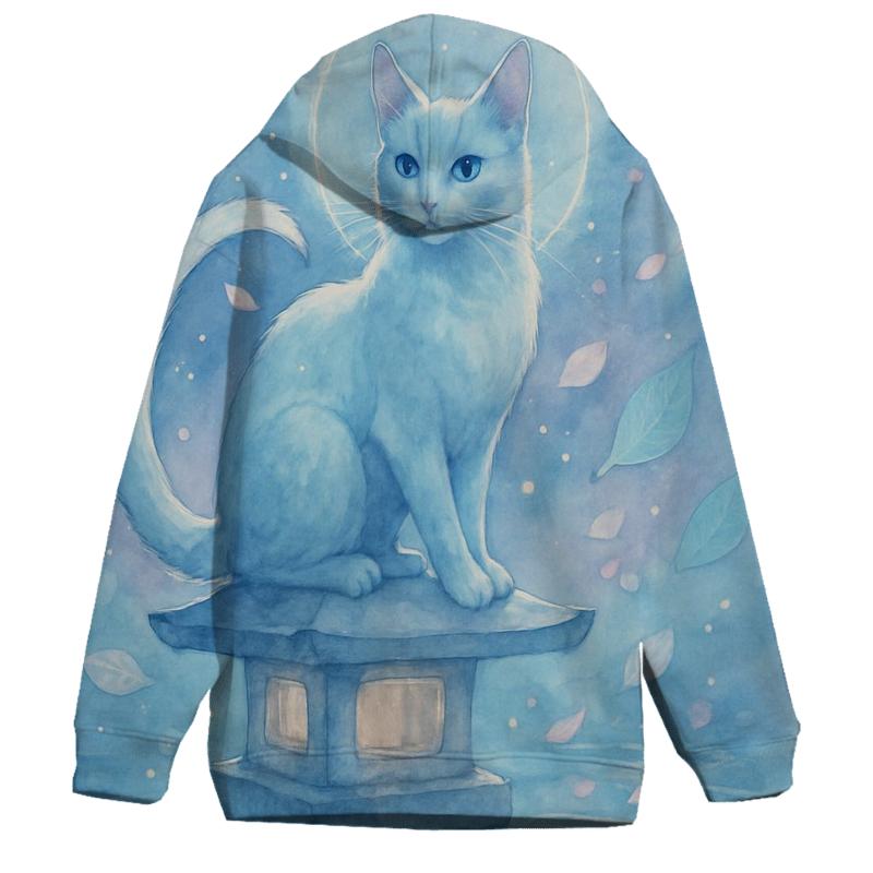 Moonlit Garden Guardian Cat graphic hoodies