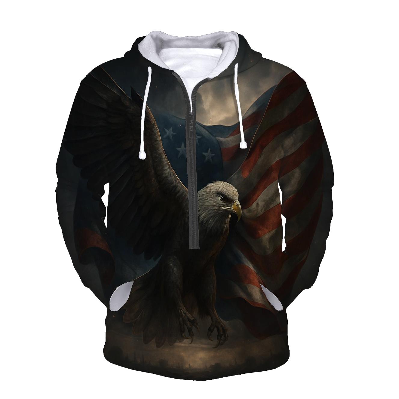 Eagle Of Starlit Armor Over The Flag Field graphic hoodies