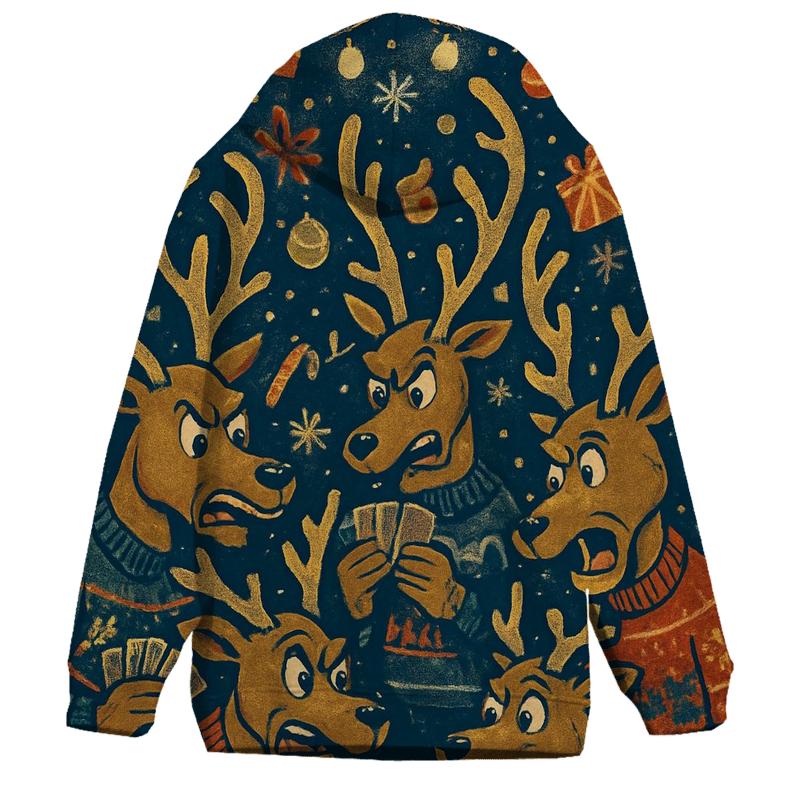 Reindeer Card Game Chaos pullover hoodies