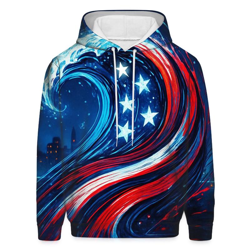 Neon Harbor Freedom Wave graphic hoodies