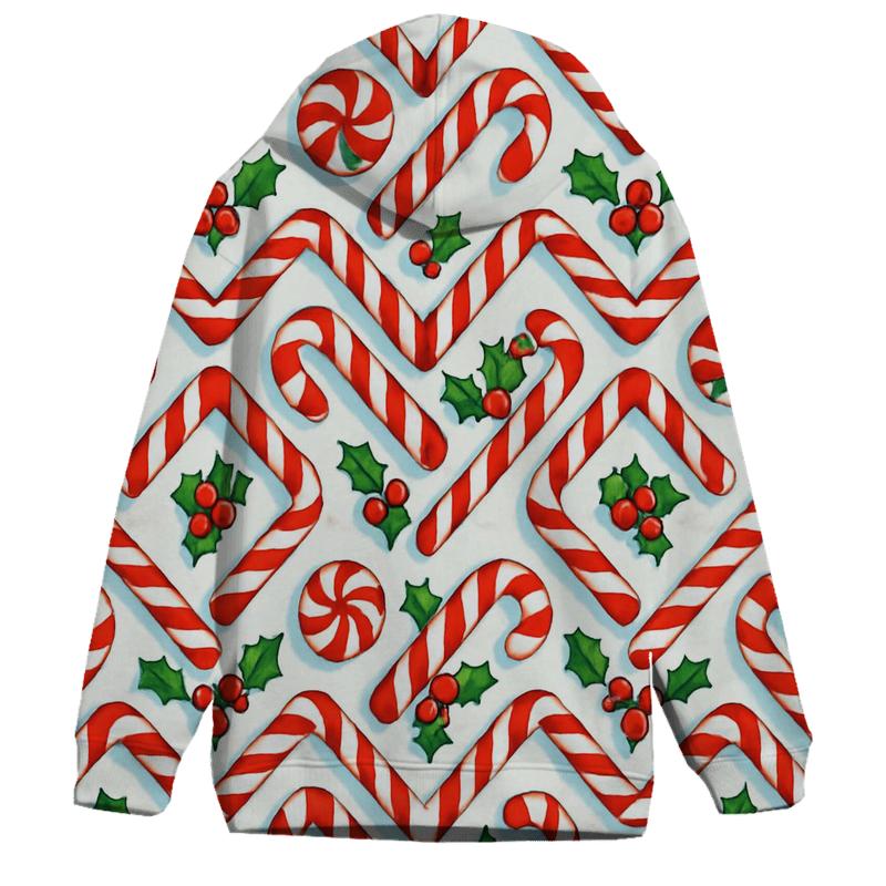 Candy Cane Chevron Lattice On Snow White custom hoodies