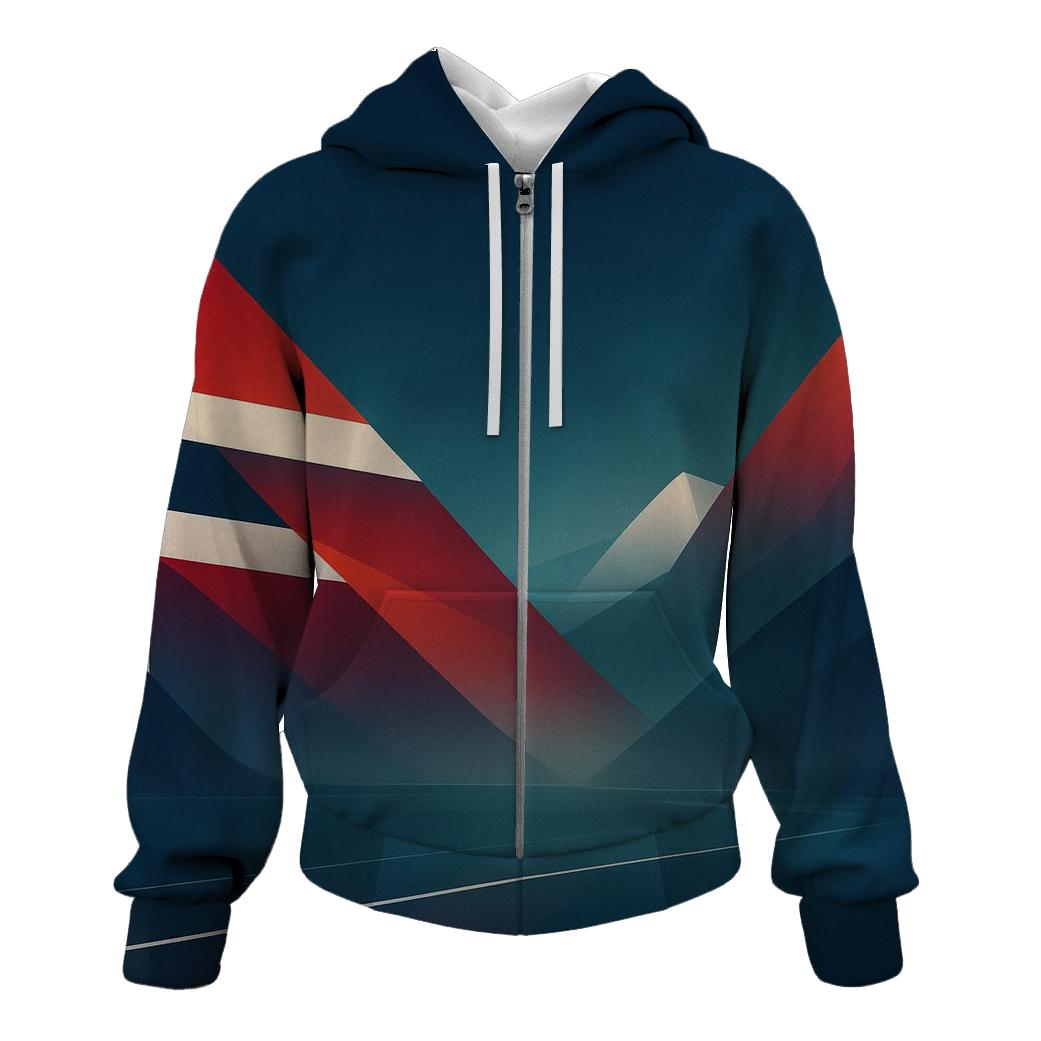 Aurora Fjord Flagscape Norway lightweight hoodies