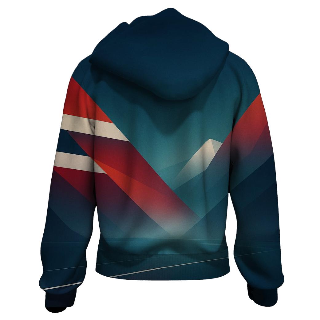Aurora Fjord Flagscape Norway lightweight hoodies