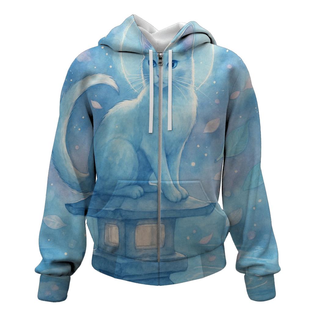 Moonlit Garden Guardian Cat pullover hoodies