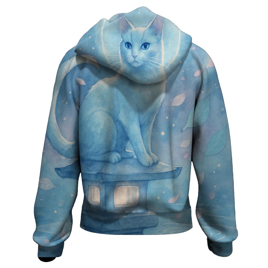 Moonlit Garden Guardian Cat pullover hoodies