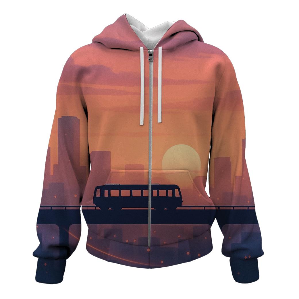 Skyline Afterglow Tramline printed hoodies