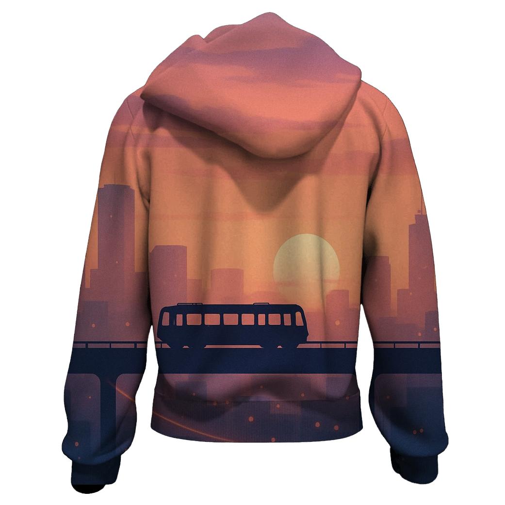 Skyline Afterglow Tramline printed hoodies
