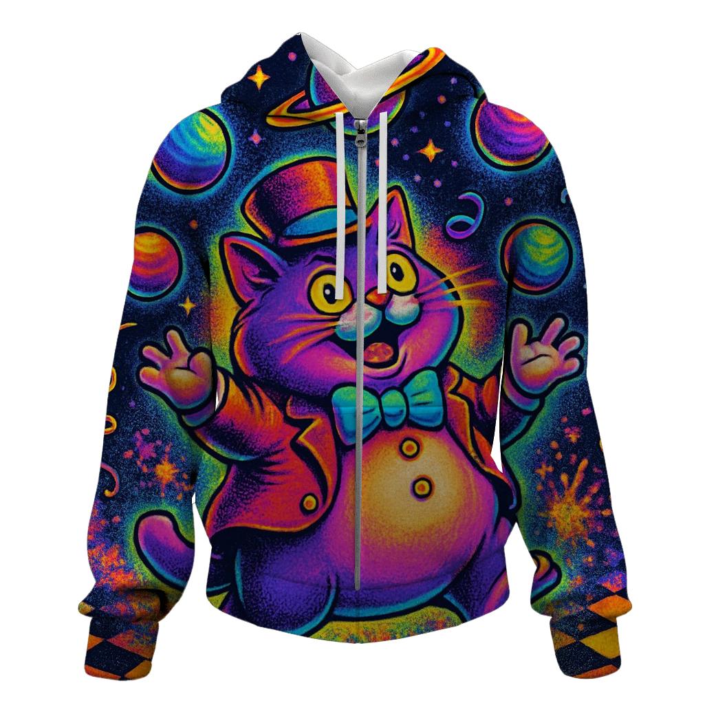 Carnival Cat Juggler Of Planets printed hoodies