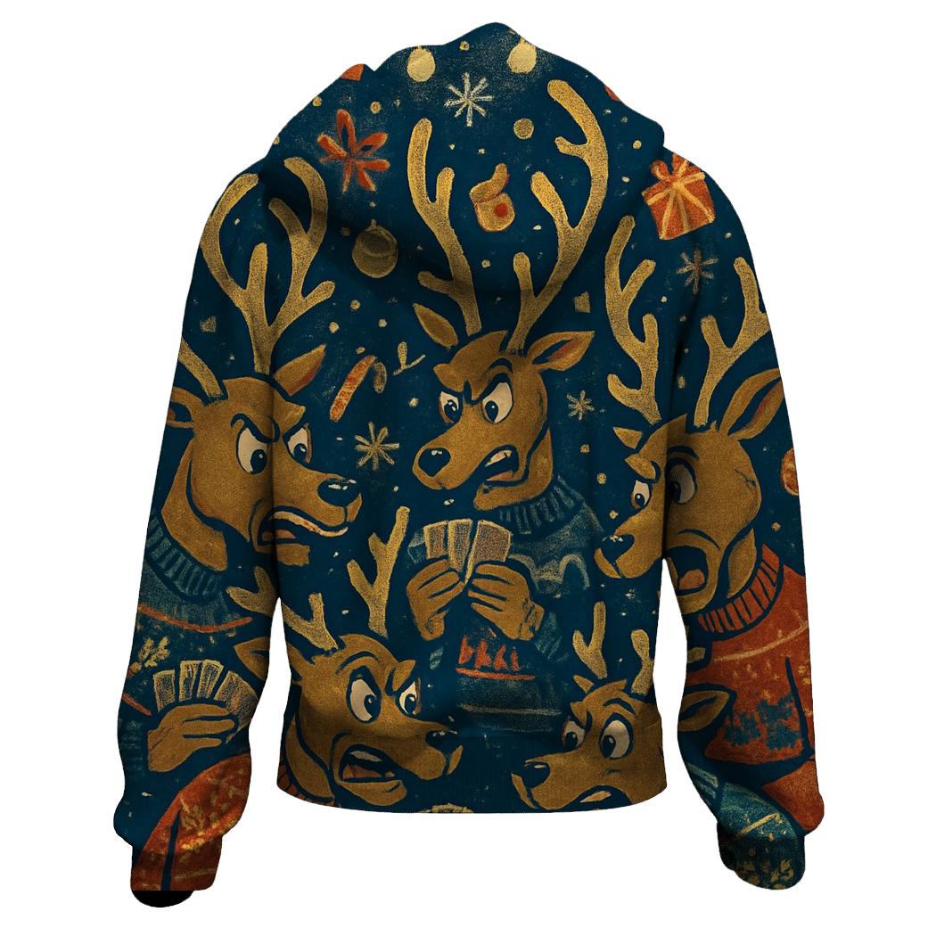 Reindeer Card Game Chaos lightweight hoodies