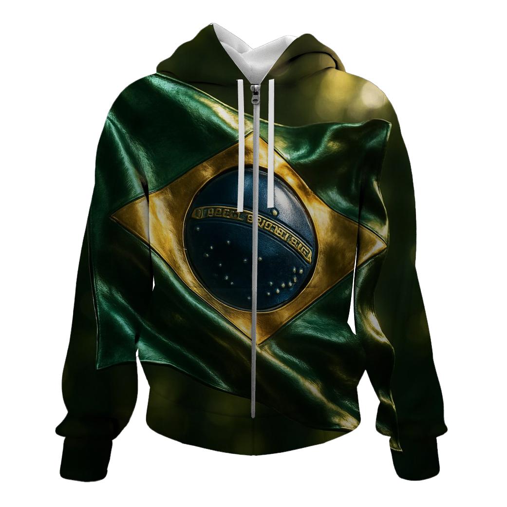 Metallic Pulse Flag Brazil custom hoodies
